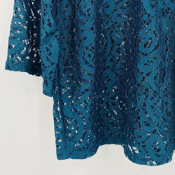 NEW LOFT Size Small Dark Teal Lace Half Sleeve Career Blouse Top - Picture 5 of 7